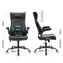 Ergonomic Office Chair, Home Desk Mesh Chair, High Back Leather Computer Chairs, Executive Chairs with Flip-Up Arm & Lumbar Support, Height Adjustable Rolling Swivel Chair (Black)