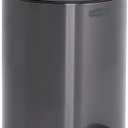 Rubbermaid Stainless Steel Round Step-On Trash Can, 1.6-Gallon, Charcoal, Wastebasket with Lid for Home/Bathroom/Kitchen/Office