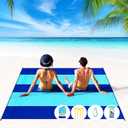 BYDOLL Beach Blanket Waterproof Sandproof Large Sand Free 78''X81''/10'X9' Big Lightweight Blanket Picnic Mat for Beach Travel Camping Hiking Picnic with Stakes (Blue)