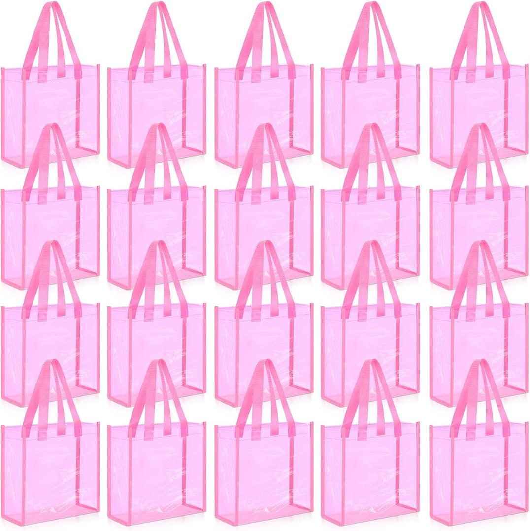 Paterr 20 Pack Plastic Clear Tote Bags 10 x 10 x 4 Inch Stadium Approved Gift Bag with Handles for Women Sports Work Travel