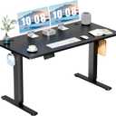 DUMOS 55 Inch Electric Standing Desk Height Adjustable, Sit to Stand Computer Workstations Large Work PC Table Home Office Writing Gaming Desks with Memory Presets for Walking Pad, Bedroom, Black