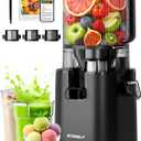ECOSELF 3-in-1 Juicer with 3 Filters (Juice/Sorbet/Nut Milk), 6.0" Wide Mouth Hopper, Juicer Machines With Self Feeding & Hands-Free, Cold Press Juicer for Family Party, High Juice Yield, With Brush
