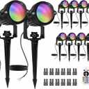 Low Voltage RGBW LED Landscape Lights Spot Lights Outdoor for Yard Garden Decor Spotlight, 12V-24V Low Voltage Landscape Lighting with 16 Color Changing and Remote IP68 Waterproof (12)