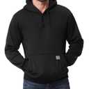 TUAOVA Men's Relaxed Fit Fleece-Lined Pullover Hooded Sweatshirt Comfortable and Soft(Black,M), Medium (M)
