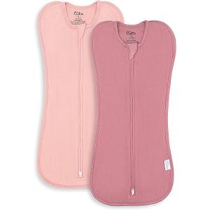 Comfy Cubs Swaddle Blanket Baby Girl Boy Easy Zipper Wrap 2 Pack Newborn Infant Sleep Sack (Small 0-3 Months, Blush, Mauve)