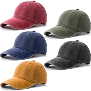 5 Pieces Unisex Cotton Vintage Baseball Cap Low Profile Unstructured Baseball Hat Washed Distressed Twill Adjustable Dad Hat (One Size, Multiple Color)