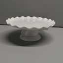White Cake Stand, 10 Inch Cake Stands for Tea Party, Round Dessert Stand for 8 Inch Cake, Small Cake Plate Cupcake Stand for Dessert Table Display, Ruffle Trim