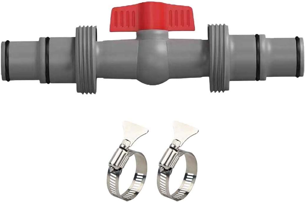 Pool Hose Connector with Valve, 1-1/4" or 1-1/2" Pool Hose Adapter for Filter Pump, ON/OFF Valve for Water Flow Control, Tight Fitting Coupler for Above-Ground Pool