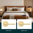 Mega Handles Ralph Privacy Door Handle - 1 Pack Interior Reversible Gold Door Handle, Heavy Duty Bed & Bath Door Handles with Privacy Door Lock, Fits All Standard Doors - Satin Brass