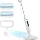 NEWBULIG Steam Mop for Hardwood/Tile/Carpet, Lightweight Steamer Cleaner for Floor Cleaning, 16.4 FT Cord and 2 Washable Pads (43.31"*7.87"*11.1", White and Green)