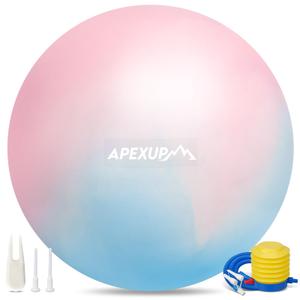 APEXUP Yoga Ball Exercise Ball Anti Slip Heavy Duty for Fitness, Balance & Core Workout, Balance Training, Pregnancy & Physical Therapy, 5 Sizes (S (15"~18") 45cm, Blue Pink)