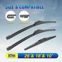 Windshield Wipers Replacement For 2016-2022 Honda HRV HR-V Windshield Wipers, Original Equipment Automotive Replacement Windshield Wiper Blades 26"+18"+10"(3 Wipers)