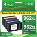 LEMERO Remanufactured Ink Cartridge Replacement for HP 962XL 962 XL for OfficeJet Pro 9015 9015e 9010 9025 9025e 9020 9018 9012 (Black, Cyan, Magenta, Yellow, 4-Pack)