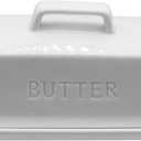 Ceramic Butter Dish With Lid for Countertop, Covered Butter Holder With Lid, White Butter Container, Butter Tray With Handle