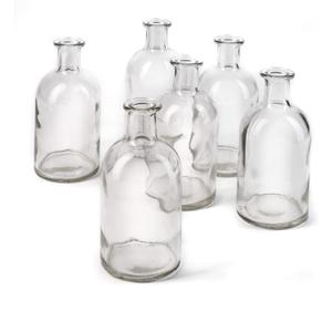 Serene Spaces Living (6 Pack) Bud Vases for Apothecary Jars, Decorative Glass Bottles, Wedding Reception Centerpieces, Mini Flower Vases, Small Medicine Bottles for Home Decor