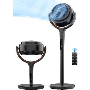 pasapair Pedestal Fan with Light, 12 Speeds Portable Oscillating Fan for Bedroom Adjustable Height, 90+90 Smart Floor Fans with Remote and 3 Modes,12 Timer, Quiet, Black