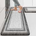KIMODE Anti Fatigue Kitchen Mats for Floor 2 Piece,17"x47"+17"x29" Farmhouse Kitchen Rugs Non Slip Rubber Backing,Waterproof Cushioned Standing Mat for Home Decor,Office,Laundry Room,Sink,Desk,Grey