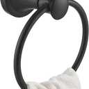 BESy Matte Black Bathroom Hand Towel Ring Towel Holder, Rustproof Wall Mounted Bathroom Hardware Accessory SUS 304 Stainless Steel Towel Rack