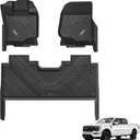 3W Floor Mats Fit for 2015-2025 2026 Ford F150 / F-150 Lightning SuperCrew Cab, TPE All Weather Heavy Duty Floor Liner Custom Fit Accessories Car Liners (with Original Folding Under-Seat Storage Box)