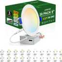 zouzai 20 Pack 6 Inch Ultra-Thin LED Recessed Ceiling Light with Junction Box 5CCT Adjustable Dimmable Can-Killer Downlight - ETL and Energy Star Certified