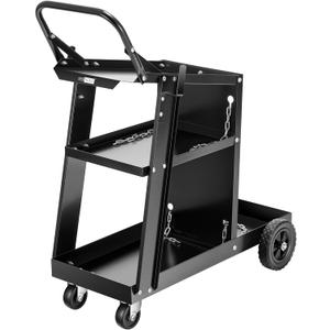 VIVOHOME Iron 3 Tiers Rolling Welding Cart with Upgraded Wheels and Tank Storage for TIG MIG Welder and Plasma Cutter Black
