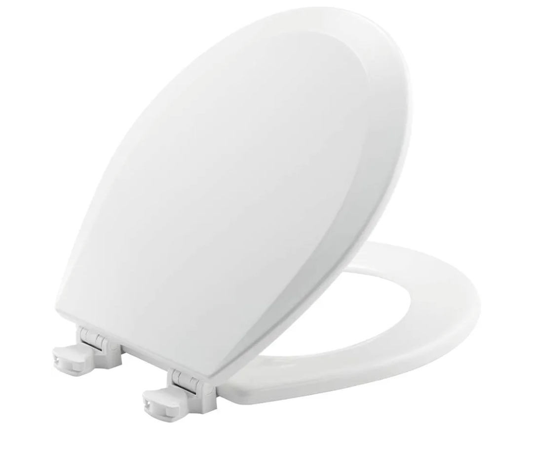 BEMIS 500EC 390 Toilet Seat with Easy Clean & Change Hinges, 1 Pack Round, Cotton White