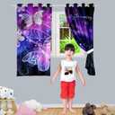 Butterfly Blackout Curtain for Girls Bedroom 2Pcs, Purple Window Curtain Panels Drapes Set Curtains 63 inch Length for Kids Bedroom Nursery Room Grommet Top Thermal Insulated Curtains, 82" x 63"