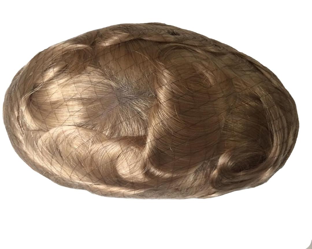 0.06-0.08mm Skin Men Toupee Hair Replacement Col#22R Remy Hair,8 * 10inch,#22R