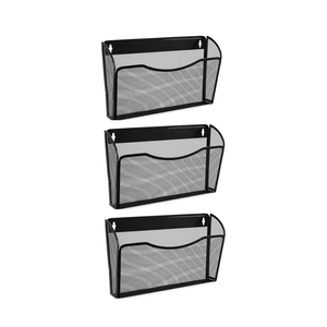 EASEPRES 3 Single Pocket Mesh Hanging File Organizer, Vertical Wall Mounted Magazine File Holder, Mount Basket Mail Paper Document Folder Organizing for Office, Home and School, Black