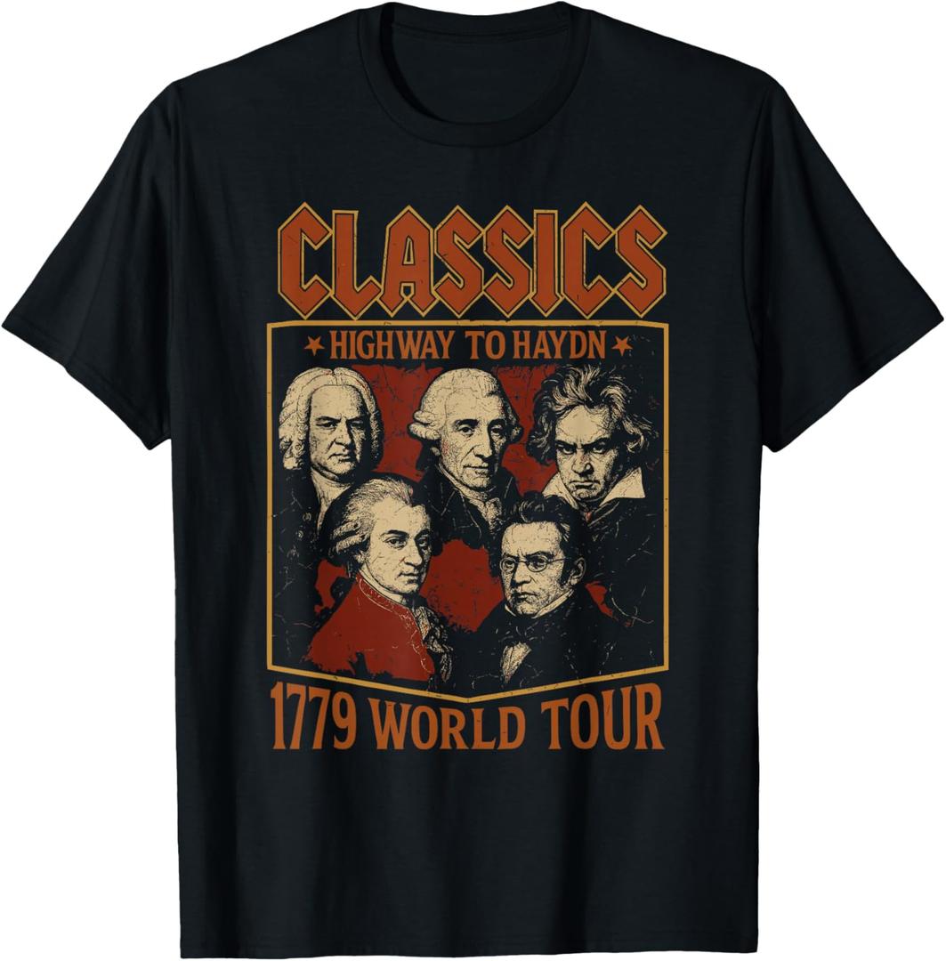 Classical Composer Tour, Funny Classical Music Parody T-Shirt, XL