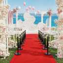 6Pcs Stanchions and Velvet Ropes, Black Stanchions with Retractable Belts, Crowd Control Barriers with Hollow Base, Red Carpet Ropes and Posts for Event & Party Supplies 8m/26.2ft