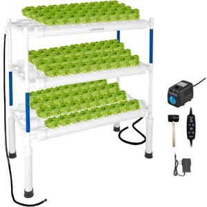 Upgraded Hydroponics Growing System Kit,108 Plant Sites 3 Layers Food-Grade PVC-U Pipes Hydroponic Grow Kit Gardening System for Vegetables,Flowers,Fruits,Herbs