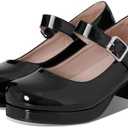 femflame Women's Low Chunky Heel Mary Jane Pumps Ankle Buckle Strap Sweet Round Toe Dress Shoes JK Cosplay Uniform Dress Shoes 8, Black 