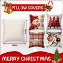 BBOLDIN Classic Christmas Throw Pillow Covers 18x18 Couch Cushion Covers, Xmas Holiday Tree Snowman Decorations for Bedroom Home, Country Striped Farmhouse Plaid Pillow Cases Winter Decor Set of 4