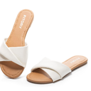 FITORY Women's Flat Sandals Fashion Slides With Soft Leather Slippers for Summer Size 10