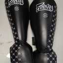 Fairtex SP5 Muay Thai Shin Guards for Men, Women, Kids | Shinguards are Premium, Lightweight & Durable | Extended Protection to Avoid shin splints During Training or Sparring (Black)
