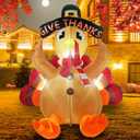6FT Inflatable Turkey Thanksgiving Outdoor Decoration Bulit-in LED Lights for Outside Indoor Autumn Fall Harvest Blow Up Yard Holiday Decor