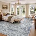 12x15 Area Rugs for Living Room: Washable Neutral Blue Rug