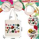 Sadnyy Summer Tote Bag for Women Colorful Aesthetic Floral 3D Hibiscus Embroidery Cute Canvas Tote Bag with Handles for Women Shopping Grocery Summer Beach Book Mothers Day Gifts