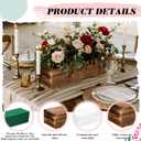 Dandat 1 Set Wood Boxes for Centerpieces 12x4 Inch Rectangle Wooden Planter Box Rustic Wood Planter with Removable Plastic Liner Floral Foam Blocks for Centerpieces Home Wedding Garden Decor