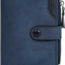 Wallet for Men Large Capacity Leather RFID Blocking Trifold Wallet with 2 ID Windows and 15 Card Holders