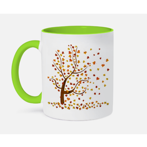 Tree With Circle Leaves, 11oz Two-Tone Green Mug