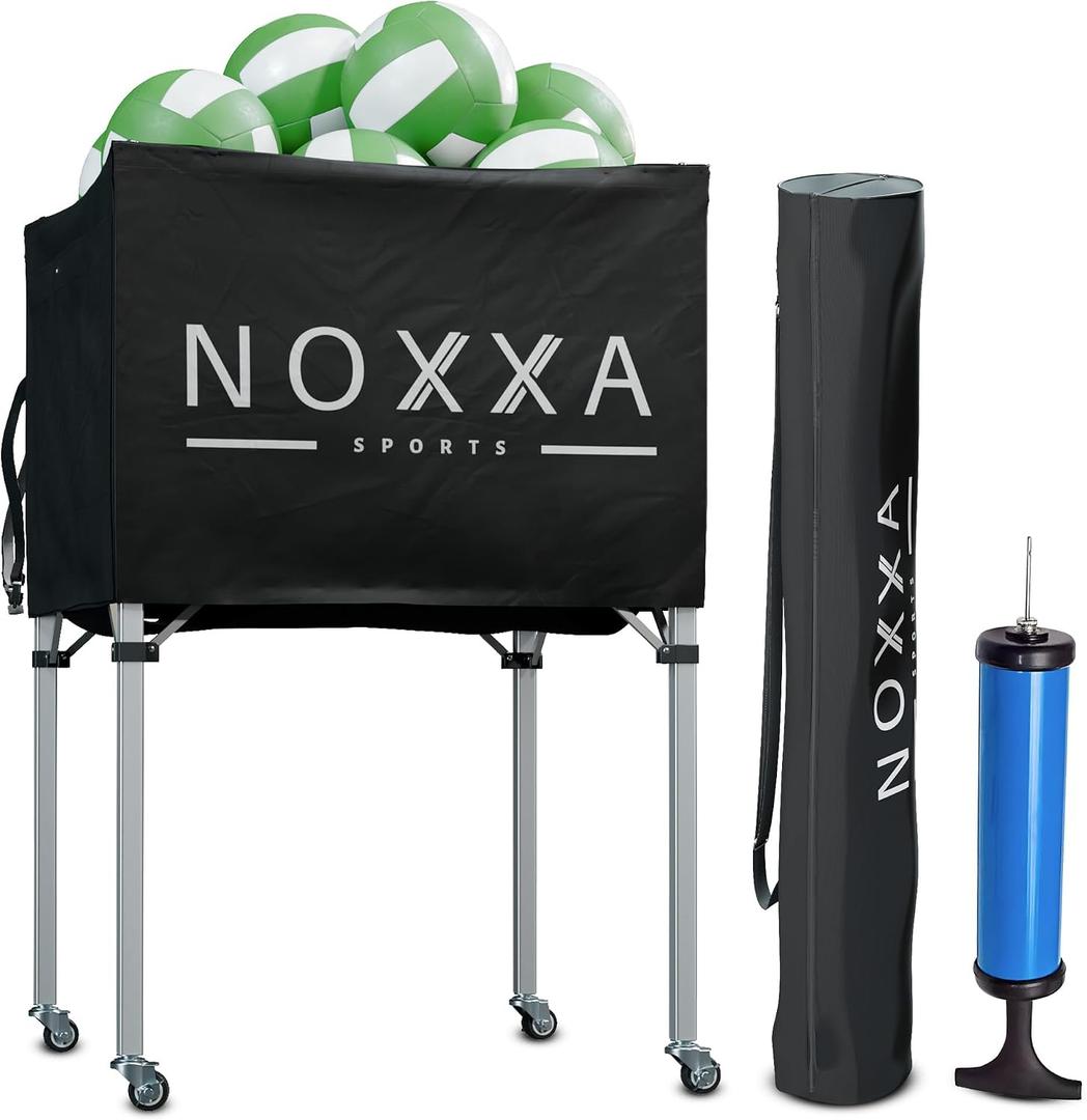 Volleyball Cart with Wheels - Portable Volleyball Ball Cart Bag on Wheels, Collapsible Sports Ball Equipment Storage Cart for Volleybal, Indoor and Outdoor., One Size