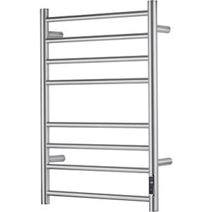 Electric Heated Towel Warmer with Timer & Temperature Control- Wall Mounted Bathroom Towel Rack, Plug-in Design & Brushed Stainless Steel Finish (8 Bar)