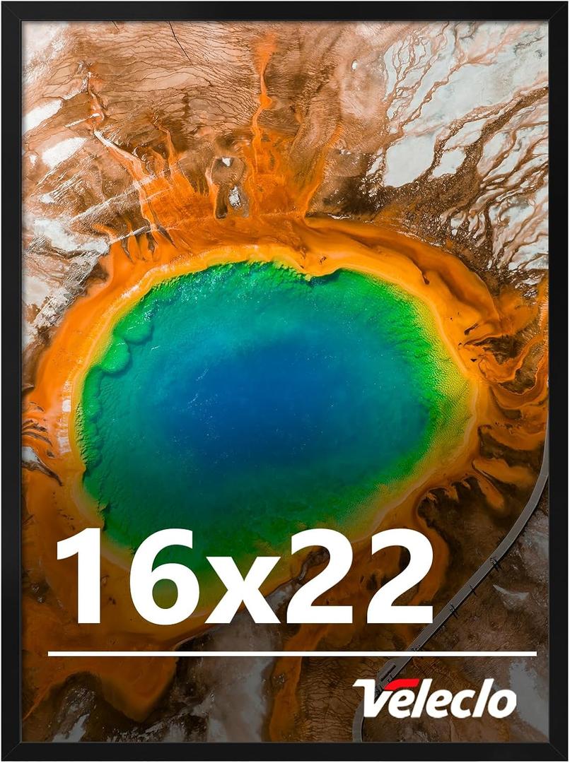 16x22 Picture Frame for Wall Display, 16x22 Black Picture Frame with Shatter Resistant Plexiglass, Stable and Sturdy 16 x 22 Poster Frame for Wall Display, Handpicked Gift Collection, 1 Pack