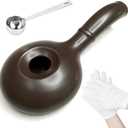 Ceramic Coffee Roaster Machine for Home Use, Handy Stovetop Coffee Bean Roaster with Extended Handle, Manual Coffee Baking Tool (511, brown)