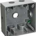 Hubbell-Raco 5338-0 Weatherproof Box, 2 Gang, 31 Cu L X 4-1/2 in W X 2 in D, Gray