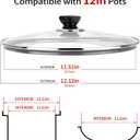 12 Inch Pan Lid, 12'' Frying Pan Lid, Tempered Glass Cast Iron Lids for Skillets, Fry Pan, Wok Pot (12 inch)