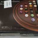 Large Solitaire Game Handmade Solid Wooden Marble Board Game Set with 36 Natural Marble Marbles Classic Thick Round Board Games for Adults Game Night (Walnut, Medium)