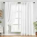 HOMEIDEAS Non-See-Through White Privacy Sheer Curtains, 52 X 96 Inches Long 2 Panels Sheer Curtains Light Filtering Window Drapes for Bedroom Living Room